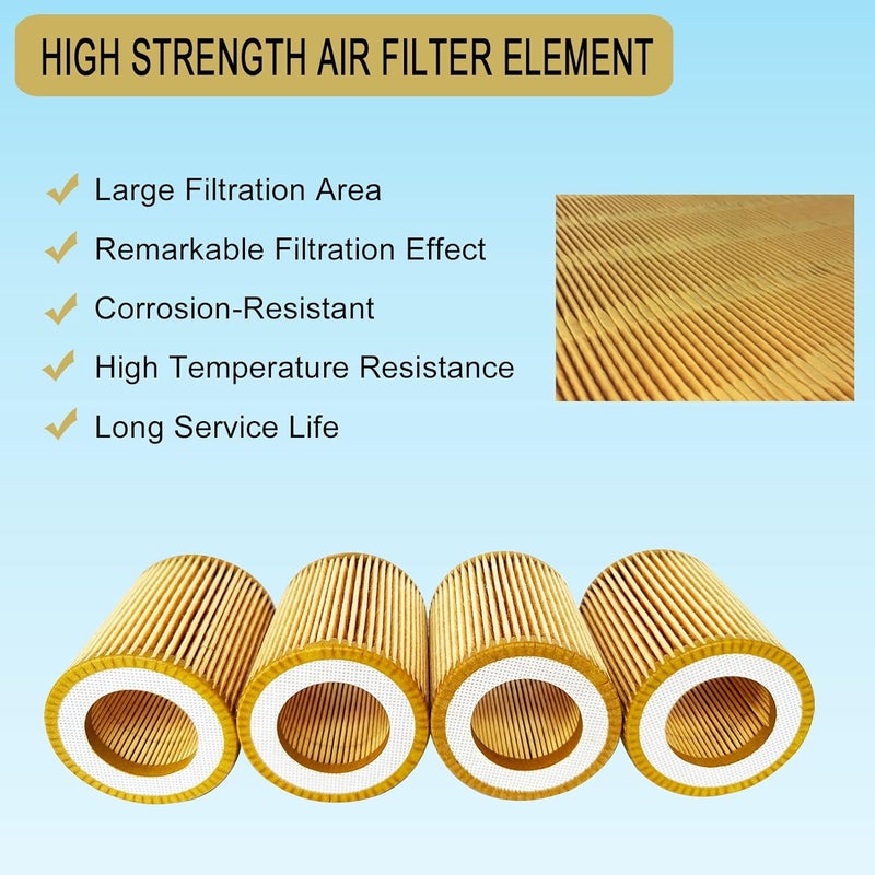 Bounetim 4 Pcs 1622065800 Air Filter Cartridge Fit for Atlas Copco Air Compressor Replacement Filtration Element C630 23092497 2200640815 6211473750 1622-0658-00 2200-6408-15 6211-4737-50 G GX GA4 5FF - Image 2